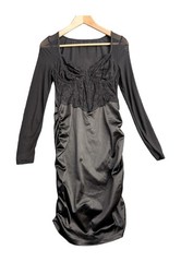 SHEIN Women&rsquo;s Black Long Sleeve Lace Mini Dress Size M (UK 6) 37 Inch Length