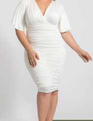 Off White Paloma Ruched Dress by Kiyonna NWT Plus Size 1X