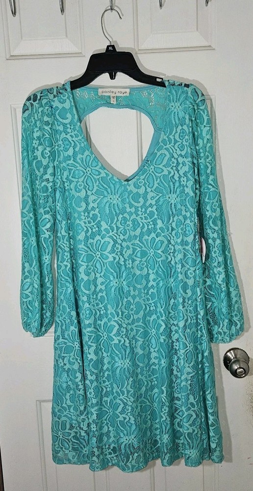 Paisley Raye Dress Size Large A-line Knee Length Floral Lace Overlay Cottagecore