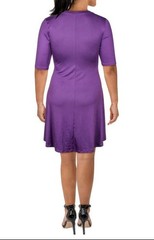 🏖️SUMMER SALE⛱️1X💜24seven Comfort Apparel Women Scoopneck Elbow Sleeve Dress