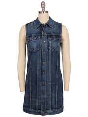 EUC Hudson Los Angeles Denim Trucker Sleeveless Dress Agoura Blue Medium $275