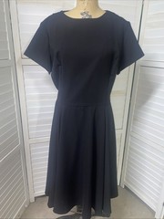 80s 90s BFA Classics Women&rsquo;s Fit N Flare Black Dress Sz 18 LBD USA Made