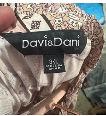 Davi & Dani Brown/Pink Floral Shift Dress Round Neck Sleeveless Pockets 3XL