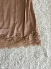 H&M Lace Trimmed Satin Slip Mini Dress Light Beige Size M
