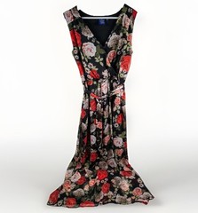 Disney Beauty and the Beast Floral Dress Maxi Crossover Size Medium Belted Tie