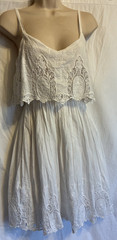 Lovely Alythea White Cotton Lace Embroidered Summer Sun Dress Lined – Small
