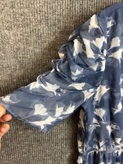 Destination 365 Reg Printed Chiffon Midi Dress Womens XL Blue Indigo Floral