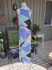 Beautiful MM Couture Sheer Summer Dress Sz M Geometric Patern Big Tall