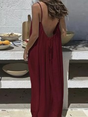 BreezeMuse Backless Maxi — Adjustable Fit, Summer Flow