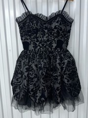 Hell Bunny Black Velvet Mini Dress Skull Damask Limited Edition Whimsygoth Med