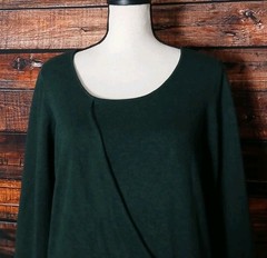 Yest Sweater Dress 8 Forest Green Dropwaist Surplice Long Sleeve Viscose Nylon