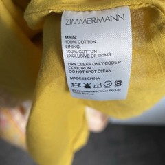 Zimmermann Pattie Dress Size 1 / 10 AU / 6 US Tie Shoulder Mustard Floral Cotton