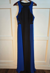 BCBGMAXAZRIA Womens 10 Blue Black Colorblock Evening Gown Sleeveless Maxi
