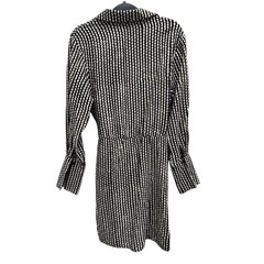 H&M Wrap Dress Long Sleeve Zig Zag Black Cream Size XS Mini Shirt Dress