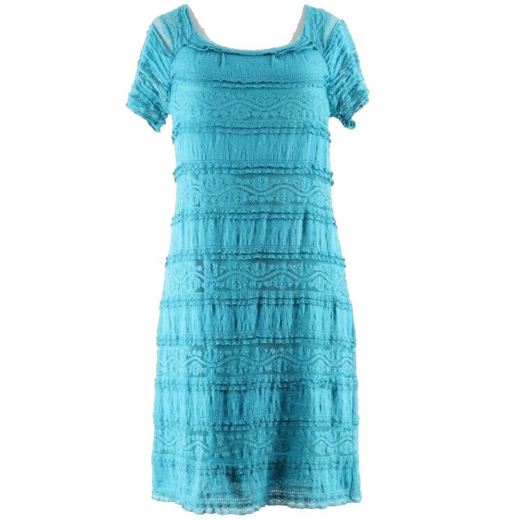 Dressbarn Sz 4 Aqua Lace Over Cotton Liner Nylon Spandex Poly Dress