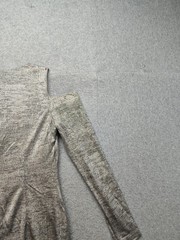 Calvin Klein Women Sheath Dress S Silver Metallic Cold Shoulder Long Sleeve Chic