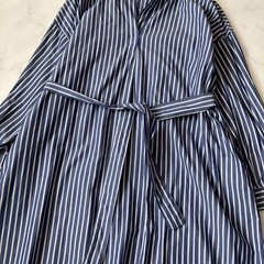 ICHI / ICHI Antiquites Cotton Shirt Long Dress Collared Pullover Striped Exc