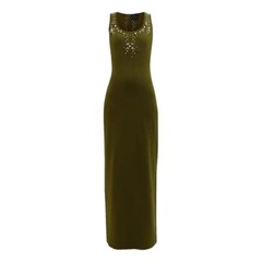 Givenchy Maxi Dress Stud-embellished Knit Bottle Green Size Medium $3275 NWT