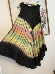 Rima Beachworld Tie Dye Maxi Dress One Size Sleeveless Scoop Neck Beaded