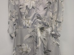 Tendency Silver Ivory Mesh Long Sleeve Dress Size L Bnwt (T5)