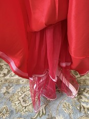 New York & Company Red Chiffon V-Neck Gown Maxi Dress S