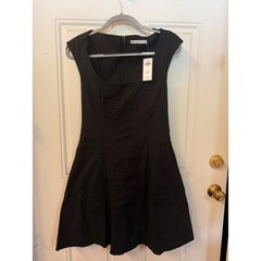 Abercrombie & Fitch Emerson Poplin Mini Dress Black Square Neck Size Medium Tall