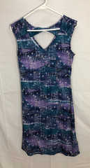 Marmot XS Sleeveless Twist Back Blue Green Purple Geometric Dress Knee Length Ac