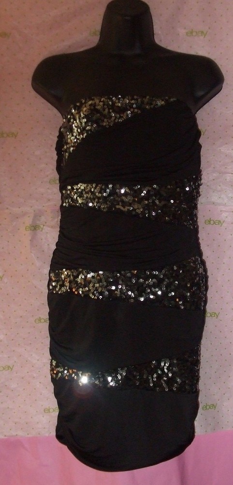 $99 SPEECHLESS STRAPLESS SEQUIN STRIPE BODY DRESS MEDIUM DRAPE top RUCH ZIP BACK