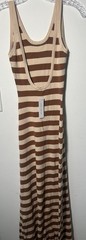 Maxi Dress Active Basic Brown Stripe Sweater Dress Size S (1063)