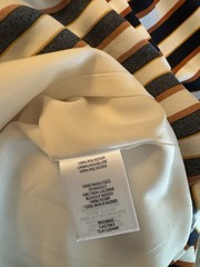 Leith Navy White Brown Gold Striped Sleeveless V-Neck Wrap Dress Crepe M