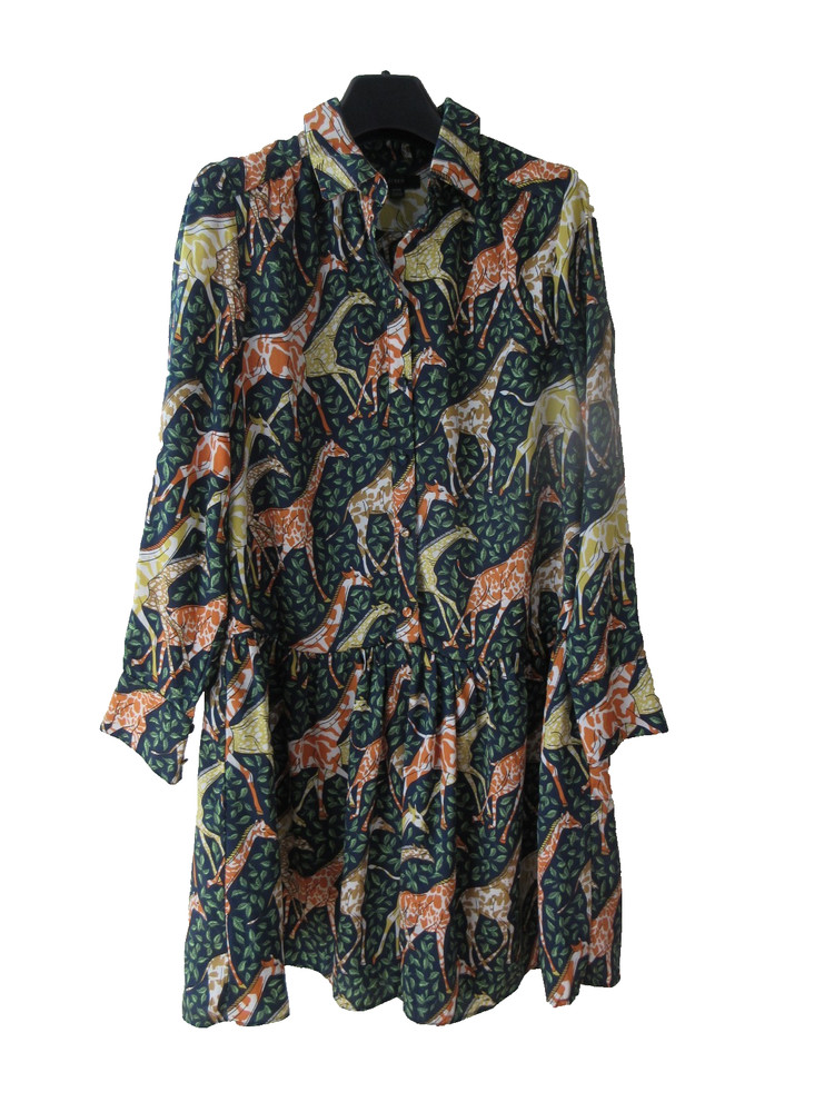 J.CREW XXS drop waist giraffe print shirt-dress, excellent condition