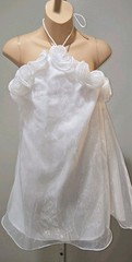 Main Strip Sheer White Overlay Lined Halter Ruffle Top Mini Dress Size MediumNWT