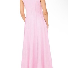 Ted Baker 14 Pink Solid Sleeveless V-Neck Maxi Dress Long Regular