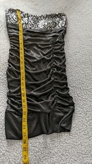 TABOO Black Strapless Sequin – SILKY – Bodycon Dress Mini – RUCHED – Size Small