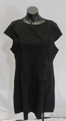 Boohoo Women&rsquo;s Plus Cap Sleeve Bengaline Skater Dress AC2 Black Size: US:20 NWT