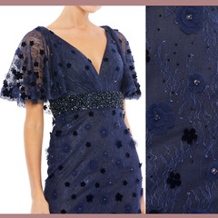NWT Mac Duggal [ 4 ] 67712 Cape Sleeve Appliqué Embellished Floral Gown #G1257
