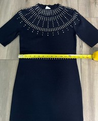 NWT Ann Taylor Navy Sparkle Rhinestone Cocktail Dress Stretch Knit event