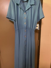 Leslie Fay Blue Solid Shirt Dress Collared Button-Front Short Sleeve Size 16