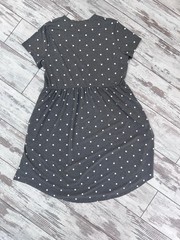 Simier Fariry NWT Gray White Polka Dot Swing Midi Dress High Low Pockets XXL