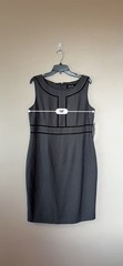 Black Label by Evan-Picone Gray Black Piped Scoop Neck Sheath Dress 14