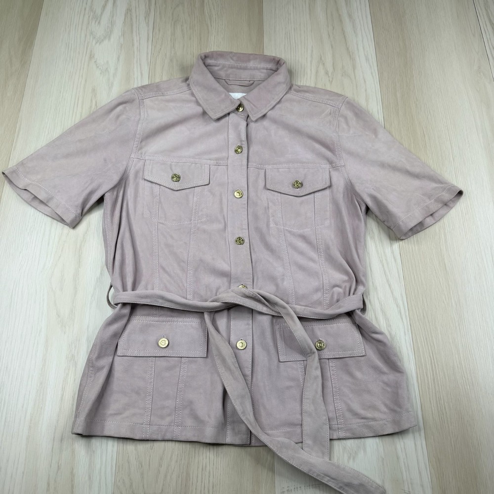 Current/Elliott Womens Purple Belted Short Sleeve Utility Shirt Dress Size 2