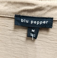 BLU PEPPER NWT Collared Button Down Belted Mid Dress CR2250 Tan Sz M