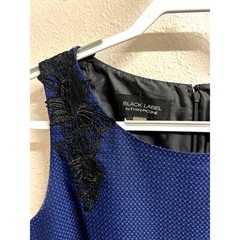 Black Label by Evan Picone Blue Textured Floral Dress Size 10 Sleeveless texture
