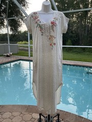 Caite Kyla Seo Karyn Reva Dress Embroidered Long T Shirt Small Size Flex NWT