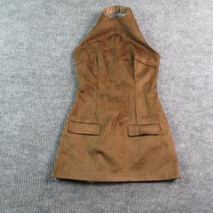 SNDYS. Dress Womens M Brown Halter Sheath Mini Suede Lined Zip Party NWT