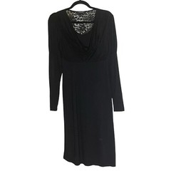 NEW Vertigo Paris Black Lacy Back Jersey Knit Long Sleeve Midi Dress sz Medium