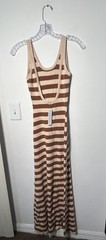 Maxi Dress Active Basic Brown Stripe Sweater Dress Size S (1063)