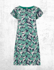 Ex Weird Fish Women’s Tallahassee Organic Cotton Jersey Dress, Dark Jade Defect