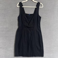Old Navy Dress Medium Black Linen Smocked Tank Mini Sundress Casual Summer