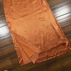 Dissh Women&rsquo;s Size AU 10 / US 6 Orange Mia Strapless Satin Maxi Dress Side Slit